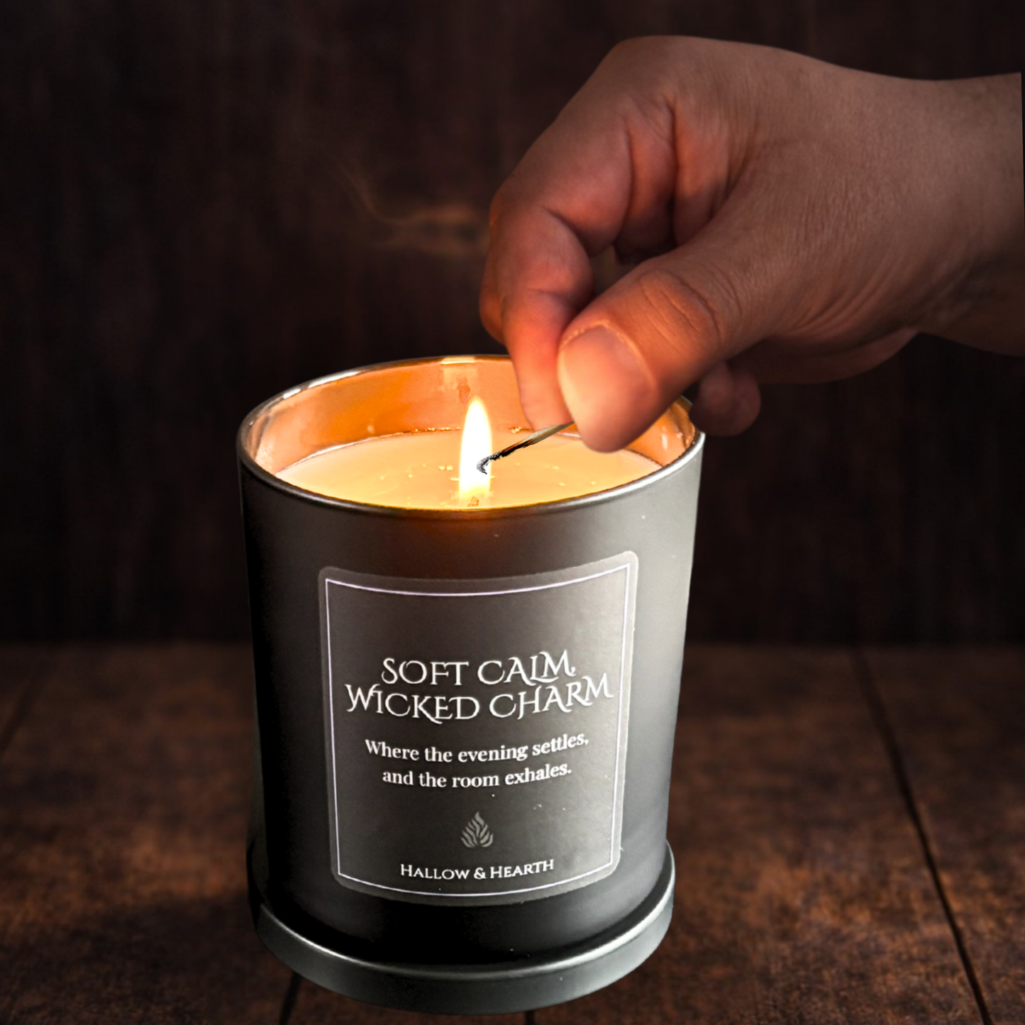 Soft Calm, Wicked Charm™ — Luxury Spa Candle with Clean Herbal Notes