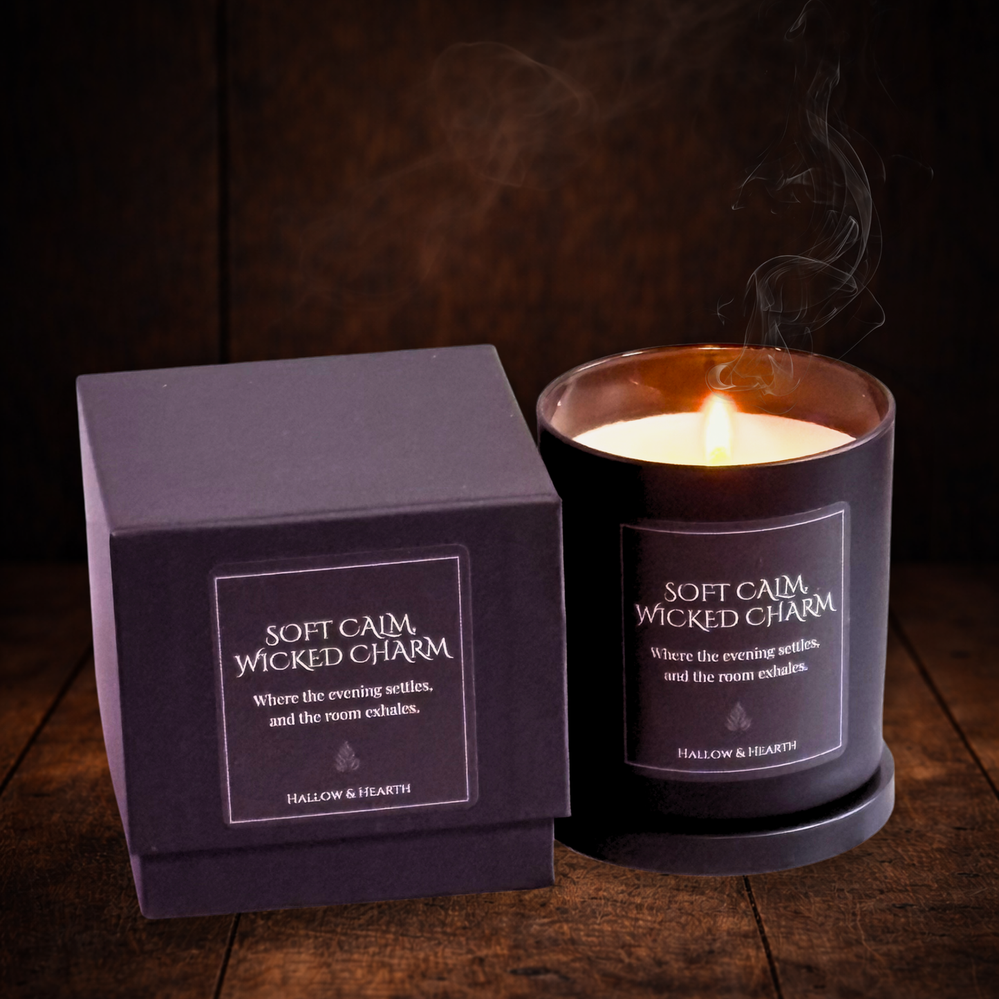 Soft Calm, Wicked Charm™ — Luxury Spa Candle with Clean Herbal Notes