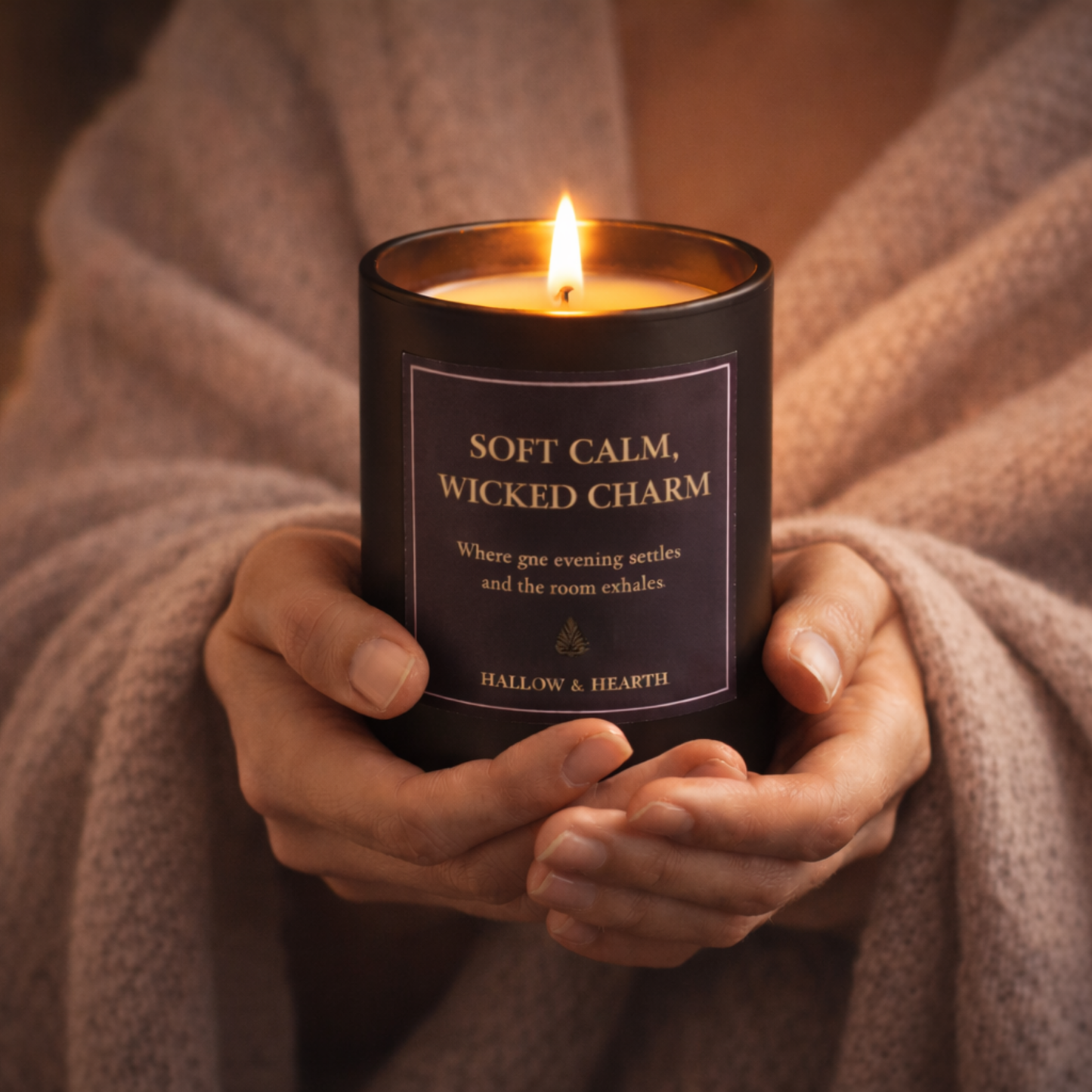 Soft Calm, Wicked Charm™ — Luxury Spa Candle with Clean Herbal Notes